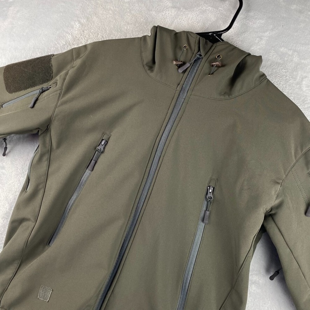 Military Jacket Womens Medium Green Soft Shell Fleece Lined Hooded Army Tactical